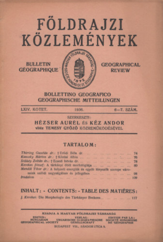 Földrajzi közlemények LXIV. kötet 6-7. szám