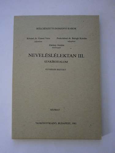 Ksn; Porkolbn; Znkay - Nevelsllektan III. Szakirodalom