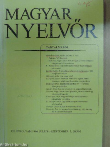 Keszler Borbla (szerk.) - Magyar Nyelvr 120. vf. 1996. 1-4. szm (teljes)