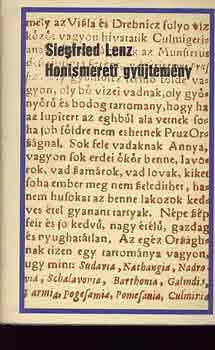 Siegfried Lenz - Honismereti gy�jtem�ny