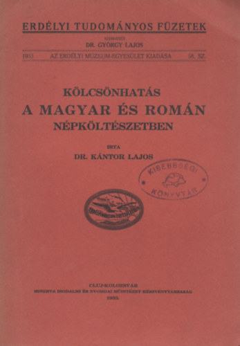 Dr. Kntor Lajos - Klcsnhats a magyar s romn npkltszetben