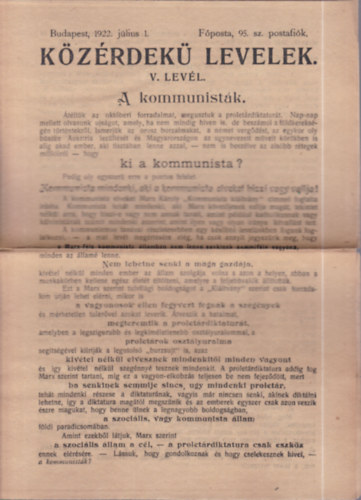 Közérdekű levelek V. levél- A kommunisták