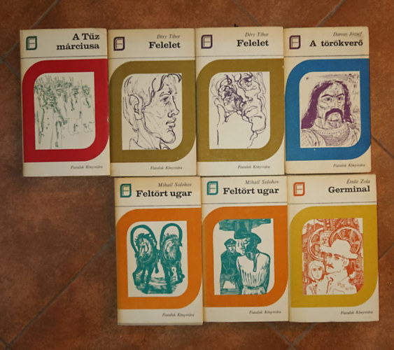 Emil Zola, Déry Tibor, Mihail Solohov, Darvas József - 7 kötet a Fiatalok Könyvtára című sorozatból: A tűz márciusa, Felelet I-II., A törökverő, Feltört ugar I-II., Germinal