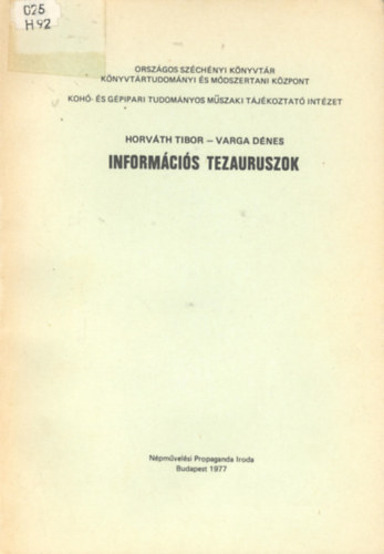 Horv�th Tibor- Varga D�nes - Inform�ci�s tezauruszok