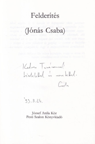 J�n�s Csaba - Felder�t�s - dedik�lt