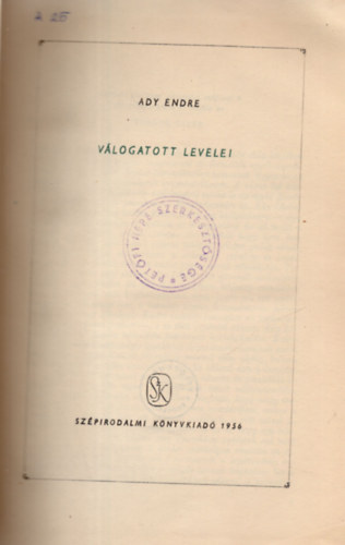 Ady Endre válogatott levelei (Magyar századok)