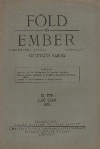 Kogutowicz Kroly (szerk.) - Fld s ember 1929/1.