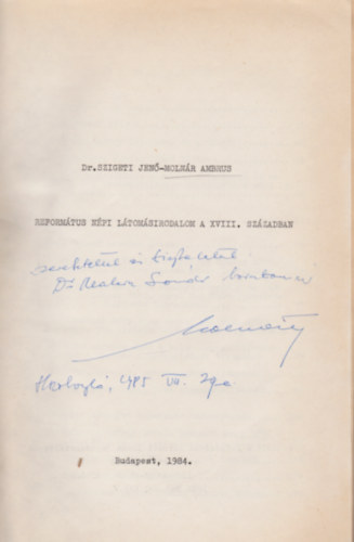 Molnr-Szigeti - Reformtus npi ltomsirodalom a XVIII. szzadban