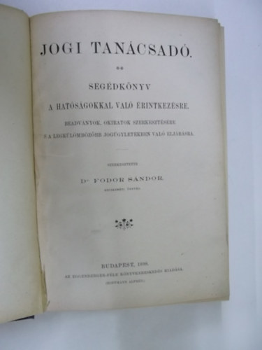 Fodor Sndor - ngyvd, jogi tancsad 1898