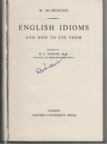 Mcmordie, W. - OXFORD POCKET ENGLISH IDIOMS