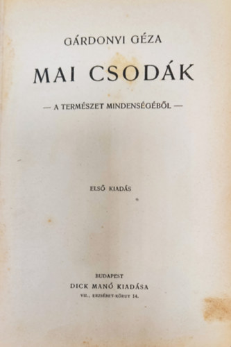 Grdonyi Gza - Mai csodk