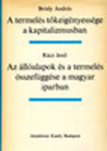 Bródy András-Rácz Jenő - A termelés tőkeigényessége a kapitalizmusban-Az állóalapok és a...