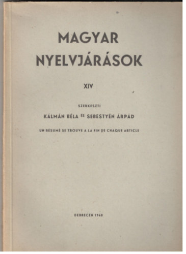Klmn-Sebestyn (szerk.) - Magyar nyelvjrsok XIV.