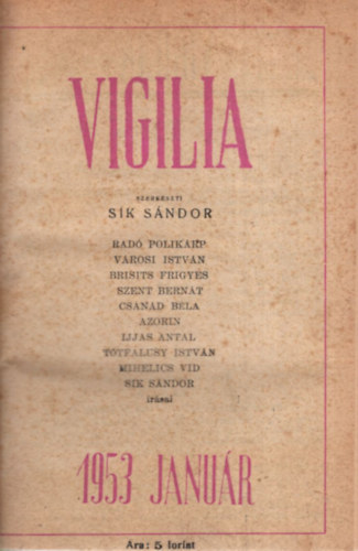 Sík Sándor (szerk.) - Vigilia 1953. évf. (január-december)