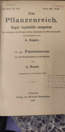 Das Pflanzenreich - Regni vegetabilis conspectus: Polemoniaceae (A nvnyvilg. Kilts a nvnyi birodalomra. Csatavirgflk nmet nyelven)