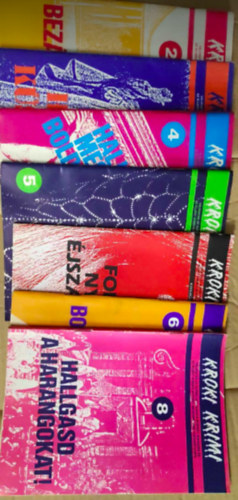 Jack Ritchie, Francis M. Nevin Jr., Edward D. Hoch, Dan J. Marlowe, Hugh Pentecost, Henry T. Parry, Brendan DuBois, Steve Ritchie, Celia Dale, Henry Slesar, Ron Goulart, James M. Ullman, Simon Brett, - 7 db Kroki Krimi: - 1988/2 A bezrt szoba titkai - 1989/3 A hall kszbn - 1988/4 halj meg boldogan! - 1988/5 Itt a gymnt, hol a gymnt? - 1989/ 5 Forr nyri jszaka -1988/ 6 Boszorknymese - 1988/8 Hallgasd a harangokat!