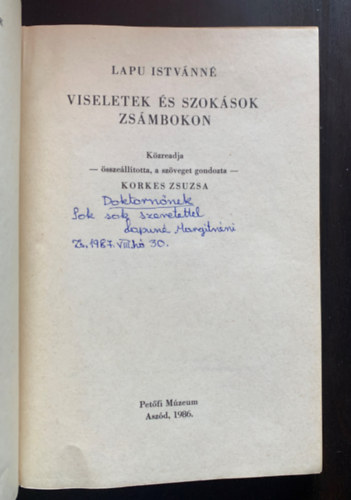 Lapu Istvánné - Viseletek és szokások Zsámbokon