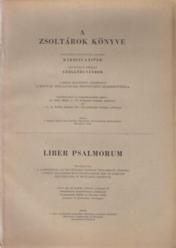 Krolyi Gspr (ford.), Czegldi Sndor - A zsoltrok knyve