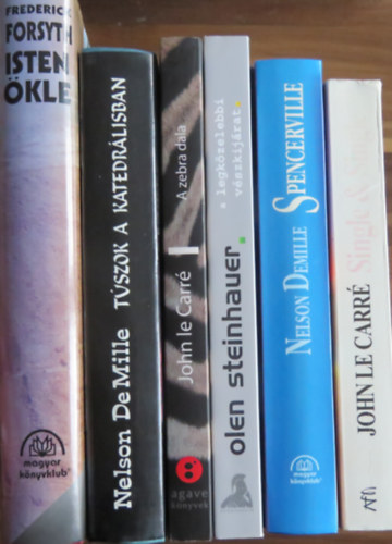 Frederick Forsyth, Nelson DeMille, John le Carr, Olen Steinhauer - 6 db kmtrtnet: Isten kle; Tszok a katedrlisban; A zebra dala; A legkzelebbi vszkijrat; Spencerville; Single & Single