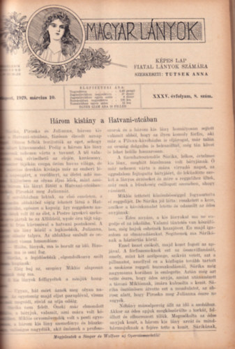 Tutsek Anna (szerk.) - Magyar Lnyok - kpes lap fiatal lenyok szmra 1929