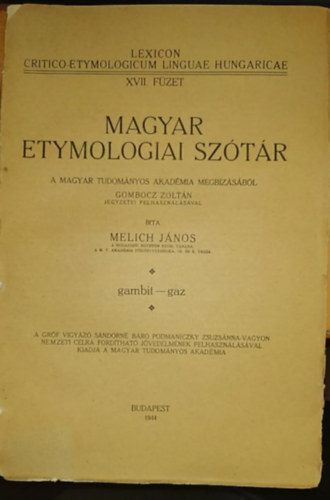 Melich Jnos (szerk.) - Magyar etymologiai sztr XVII. (MTA)