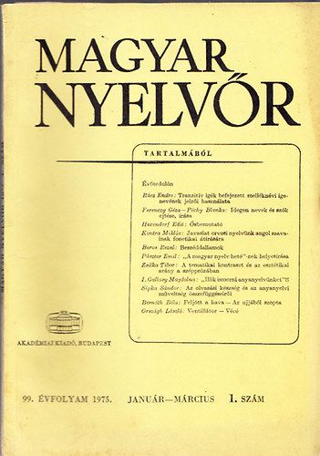 Lrincze Lajos (szerk.) - Magyar Nyelvr 1975/1-4. szm (teljes vfolyam)