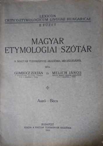 Gombocz Zoltn, Melich Jnos - Magyar etymologiai sztr II. fzet
