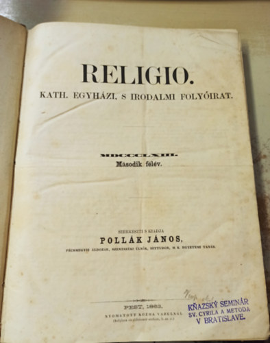 Pollk Jnos (szerk) - Religio. 1863. msodik flv