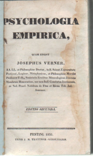 Josephus Verner - Psychologia empirica (1835)