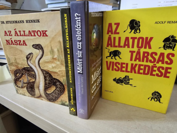 Dr. Steinmann Henrik, Jeffrey Moussaieff Masson, Adolf Remane - 4db kötet állatokról, KÖNYVMENTŐ AJÁNLAT: Az állatok násza+ Építőművészek az állatvilágban+ Miért sír az elefánt?+ Az állatok társas viselkedése