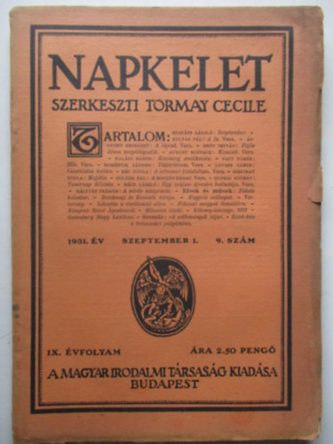 Tormay Cecile - Napkelet 1931. szeptember 1. 9. szám