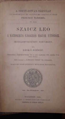 Lesk Jzsef - Szaicz Le a katholikus ujsgrs magyar ttrje