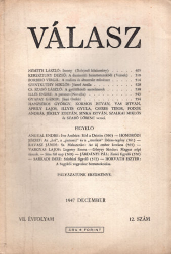 Illys Gyula - 4 db Vlasz  1947/7., 1947/12., 1948/10-11., 1949/2 szmok