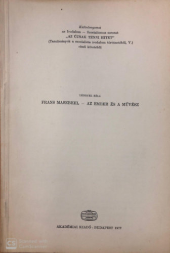 Lengyel B�la - Frans Masereel - Az ember �s a m�v�szet - k�l�nlenyomat