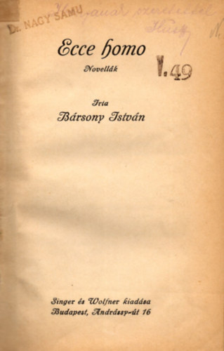 Bársony István - Ecce homo