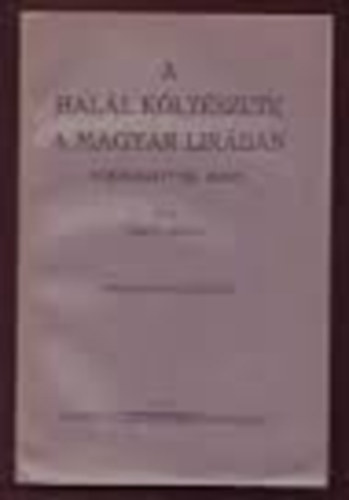 A hal�l k�lt�szete a magyar lir�ban