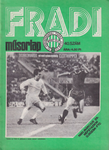 Nagy Bla (szerk) - Fradi msorlap  1980. 40. szm