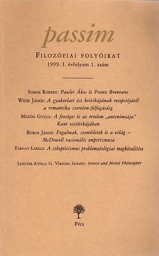 Passim (Filozófiai Folyóirat) 1999/1.