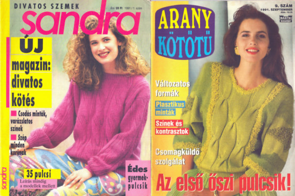 2 db k�zimunka magazin: Sandra 1991/1. sz�m, Arany k�t�t� 1991/9. sz�m