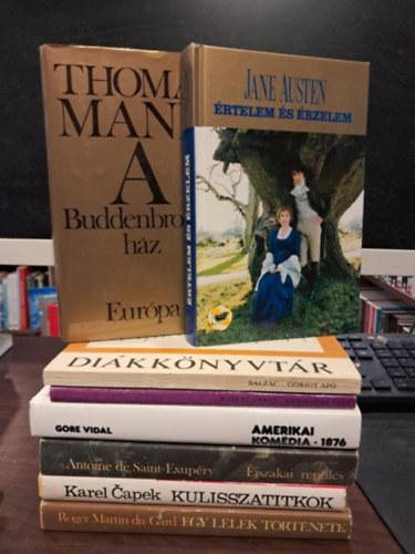 Balzac, Merle Robert, Gore Vidal, Jane Austen, Thomas Mann, Antoine de Saint-Exupry, Karel Capek, Roger Martin Du Gard - 8 db-os szpirodalomi KNYVMENT AJNLAT: Goriot ap+Kt nap az let+Amerikai Komdia 1876+rtelem s rzelem+A Buddenbrook hz+