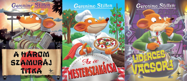 Geronimo Stilton - 3 db Geronimo Stilton kötet: A három szamuráj titka + Lidérces vacsora + Az Év mesterszakácsa