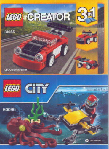2 db Lego j�t�k �sszerszerel�si �tmutat�: Lego Creator 31055 - Lego City 60090