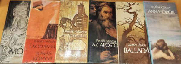 Petőfi Sándor, Juhász Gyula, Arany János, Babits Mihály, Madách Imre - 6 db "A Nagy Klasszikusok": Anna örök; Arany János balladái; Az apostol; János vitéz/A helység kalapácsa/Bolond Istók; Laodameia/Jónás könyve; Mózes