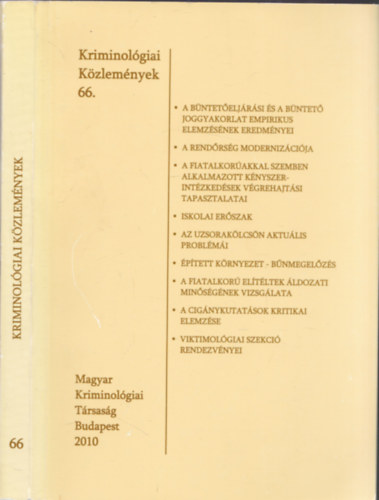 Vig Dvid (szerk.) - Kriminolgiai Kzlemnyek 66.
