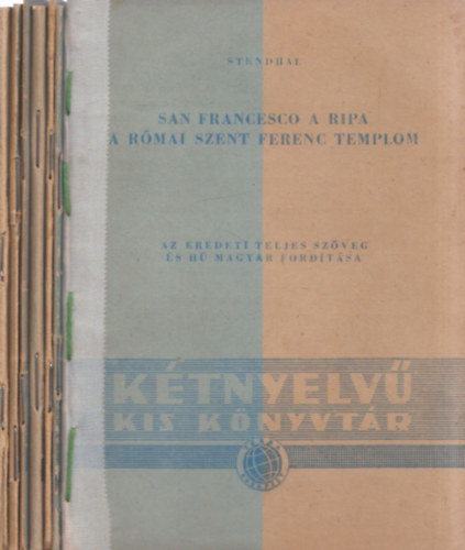 7 db Kétnyelvű Kiskönyvtár füzet: A római Szent Ferenc templom + A biliárdjátszma + A szirén + Az autóbuszok rohama + A hóhér + A vándorkomédiások + Egy ajtó legyen nyitva vagy csukva