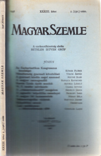 Szekf Gyula (szerk.) - Magyar szemle 1938. jnius (XXXIII. ktet, 2.(130.) szm)