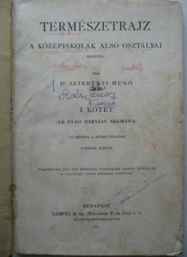 Dr. Szternyi Hug - Termszetrajz I. - A kzpiskolk als osztlyai szmra