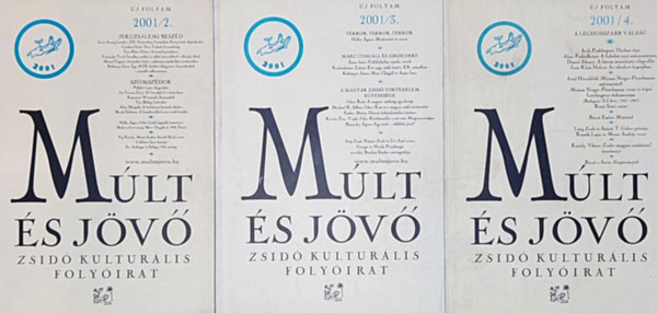 3db mű a Múlt és jövő-Zsidó kultúrális folyóiratból - 2001/2., 3., 4.