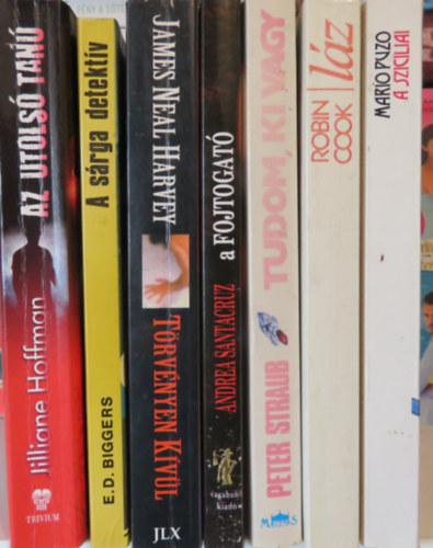 Mario Puzo, Robin Cook, Peter Straub, Andrea Santacruz, James Neal Harvey, E. D. Biggers, Jilliane Hoffman - 7 db krimi: A szic�liai; L�z; Tudom, ki vagy; A fojtogat�; T�rv�nyen k�v�l; A s�rga detekt�v; Az utols� tan�