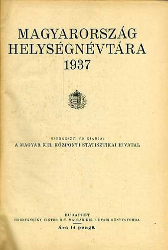 Magyarország helységnévtára 1937
